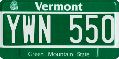 VT license plate YWN550