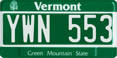 VT license plate YWN553