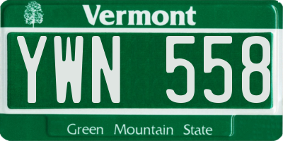 VT license plate YWN558