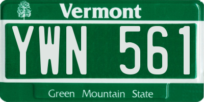 VT license plate YWN561