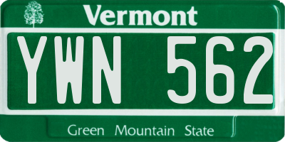 VT license plate YWN562