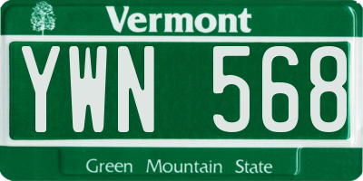 VT license plate YWN568