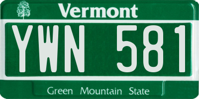 VT license plate YWN581