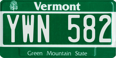 VT license plate YWN582