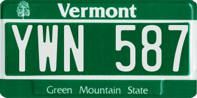 VT license plate YWN587