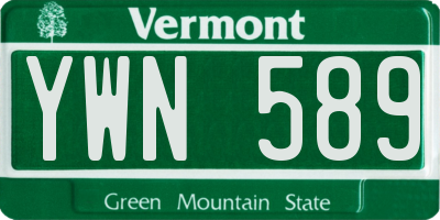 VT license plate YWN589