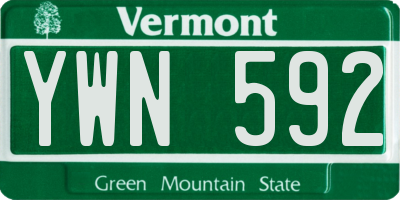 VT license plate YWN592