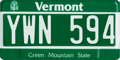 VT license plate YWN594
