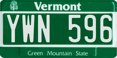 VT license plate YWN596