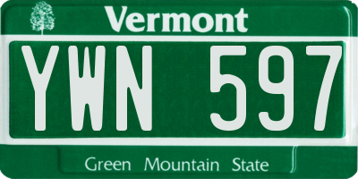 VT license plate YWN597