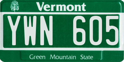 VT license plate YWN605