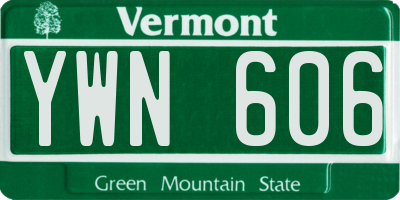 VT license plate YWN606
