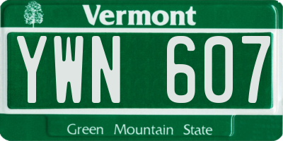 VT license plate YWN607