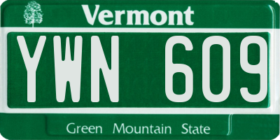 VT license plate YWN609