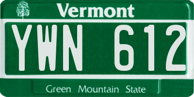 VT license plate YWN612