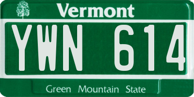 VT license plate YWN614