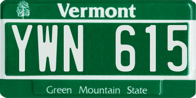 VT license plate YWN615