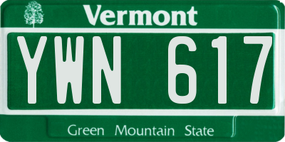 VT license plate YWN617