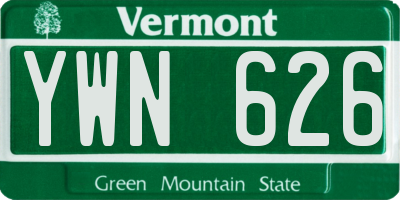 VT license plate YWN626