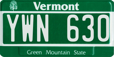 VT license plate YWN630
