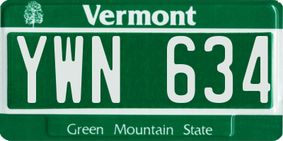VT license plate YWN634