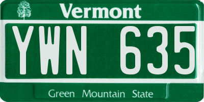 VT license plate YWN635