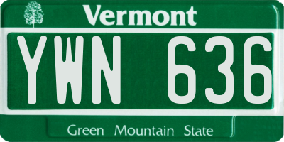 VT license plate YWN636