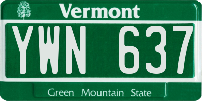 VT license plate YWN637