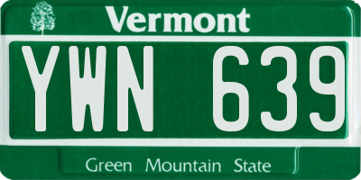 VT license plate YWN639