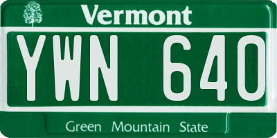 VT license plate YWN640