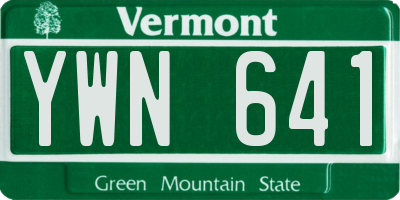 VT license plate YWN641
