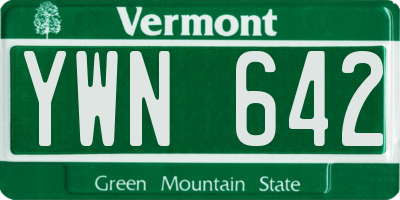 VT license plate YWN642
