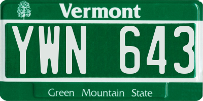VT license plate YWN643