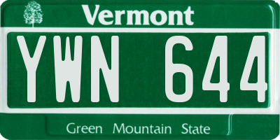 VT license plate YWN644