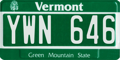 VT license plate YWN646