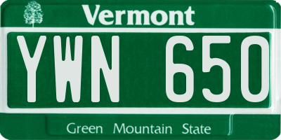 VT license plate YWN650