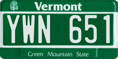 VT license plate YWN651