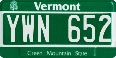 VT license plate YWN652