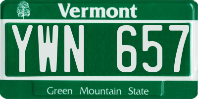 VT license plate YWN657