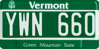 VT license plate YWN660