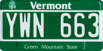 VT license plate YWN663