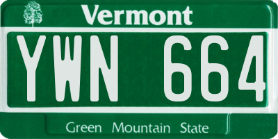 VT license plate YWN664