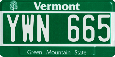 VT license plate YWN665