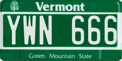 VT license plate YWN666