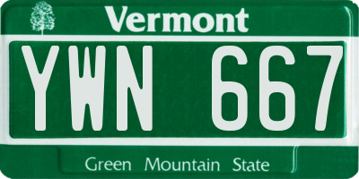 VT license plate YWN667