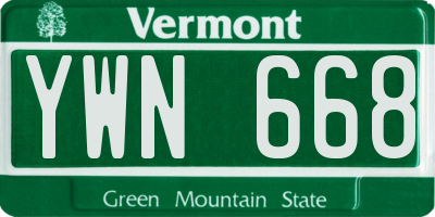 VT license plate YWN668