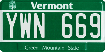 VT license plate YWN669