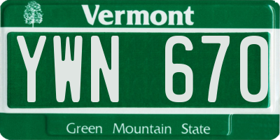 VT license plate YWN670