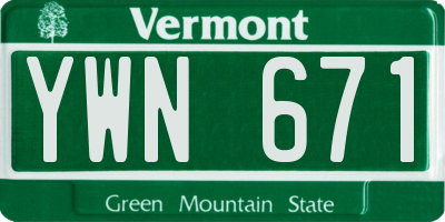 VT license plate YWN671