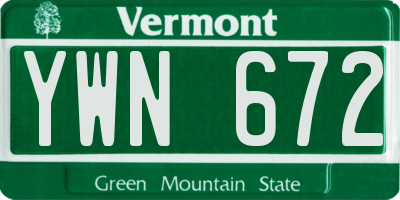 VT license plate YWN672